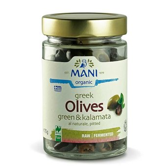 Green and Kalamata Pitted Olives, Organic, 6x175g